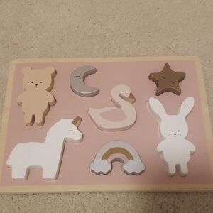 Wooden Animal Puzzle for Kids - Beige, White, Gray